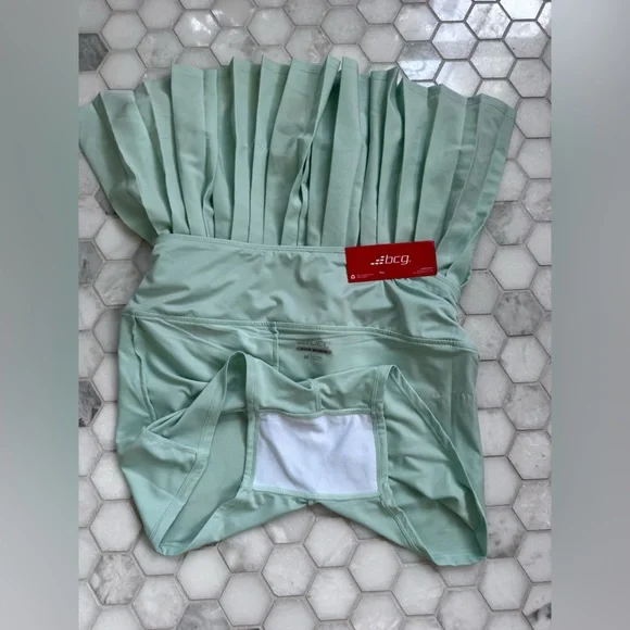 BCG High Rise Pleated Athletic Skort Mint Green Active Tennis Golf Skirt NWT - Picture 5 of 6